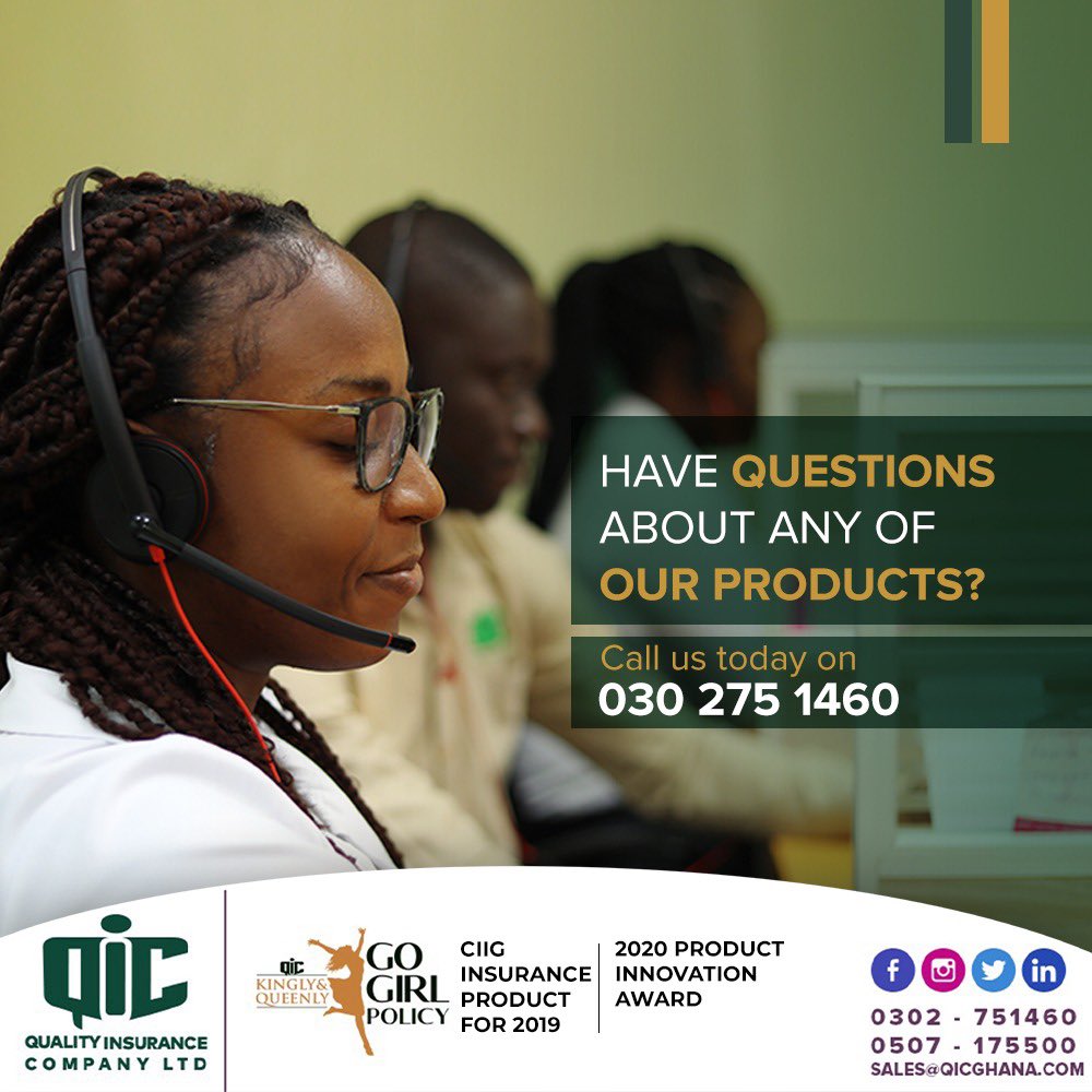 qicghana's tweet photo. Do you have any questions about our services and products? Just call 0302751460 and we would be at available to assist.
#howmayihelpyou #Insurance #QIC #NoLooongThing #Ghana https://t.co/45KX4q3k1Y