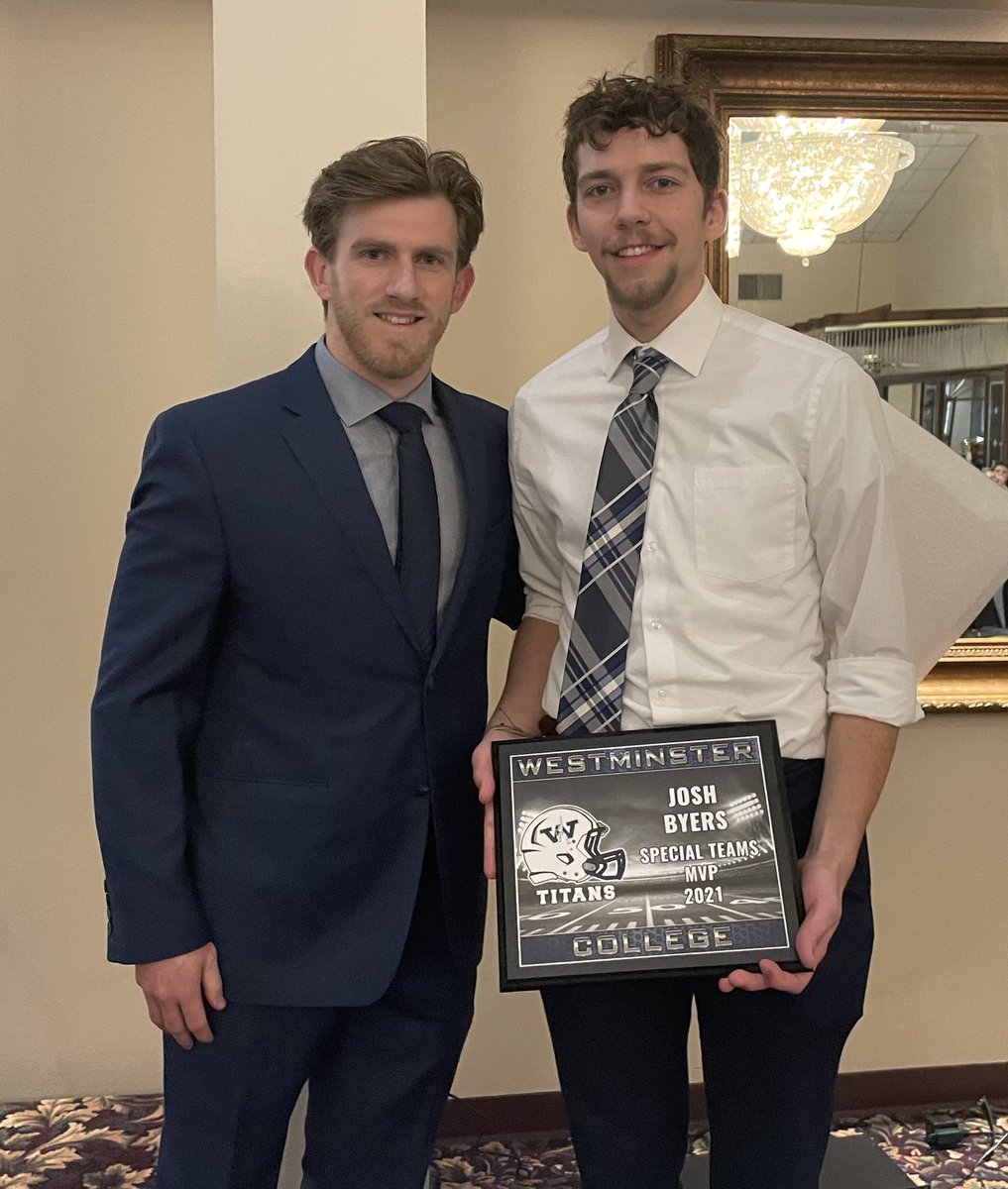 Congratulations to Jr. K ⁦<a href="/JoshByers88/">Joshua Byers</a>⁩ for winning the 2021 Special Teams MVP.  ⁦<a href="/WCtitansFB/">Westminster Football</a>⁩