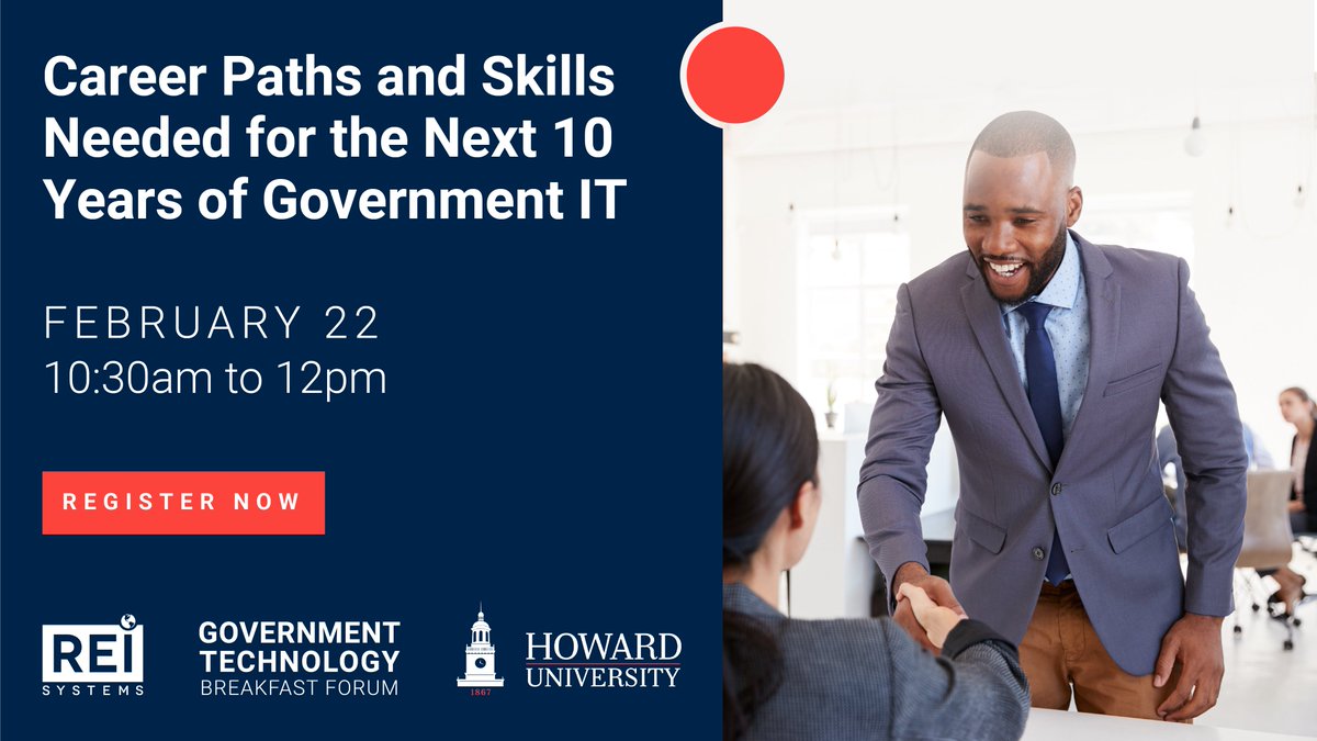 Join REI &amp; Howard University for a Government Technology Breakfast forum. CIOs from the US Department of Agriculture and the US Department of State will discuss the benefits of working in federal IT &amp; the different types of career paths offered. Register: attendee.gotowebinar.com/register/64419…