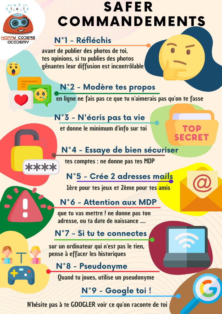 #SaferInternetDay🌐
Le codage est un outil efficace de prévention des manip sur Internet.
HCA sensibilise les jeunes dans leurs pratiques digitales. 
#NumériqueResponsable #CyberSécurité #CyberMalveillance #InternetSansCrainte #Responsables #Positifs #ViePrivée #IdentitéNumérique