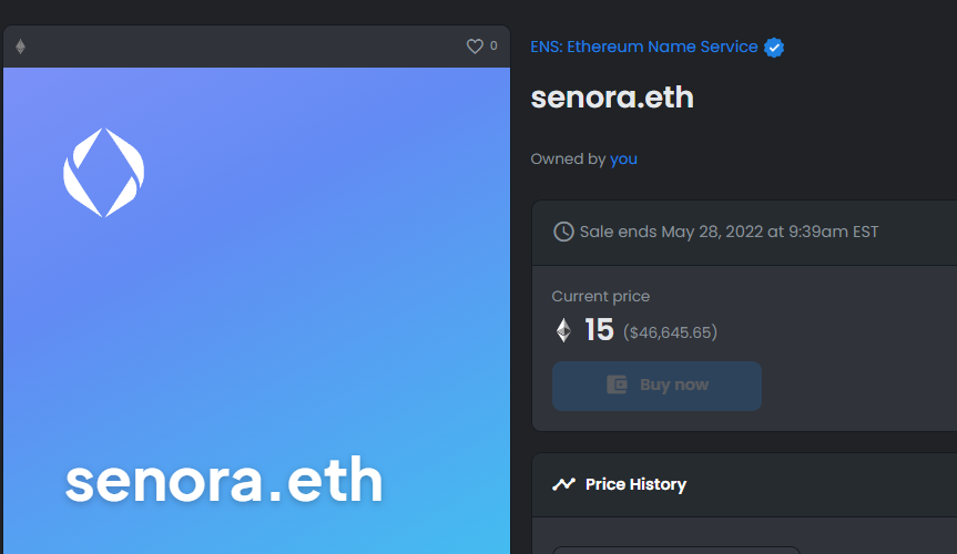 KJJKETH's tweet photo. Senora.eth - Listed at 15 ETH - Incredible opportunity #ENS #senoras https://t.co/mETC7i4r8a