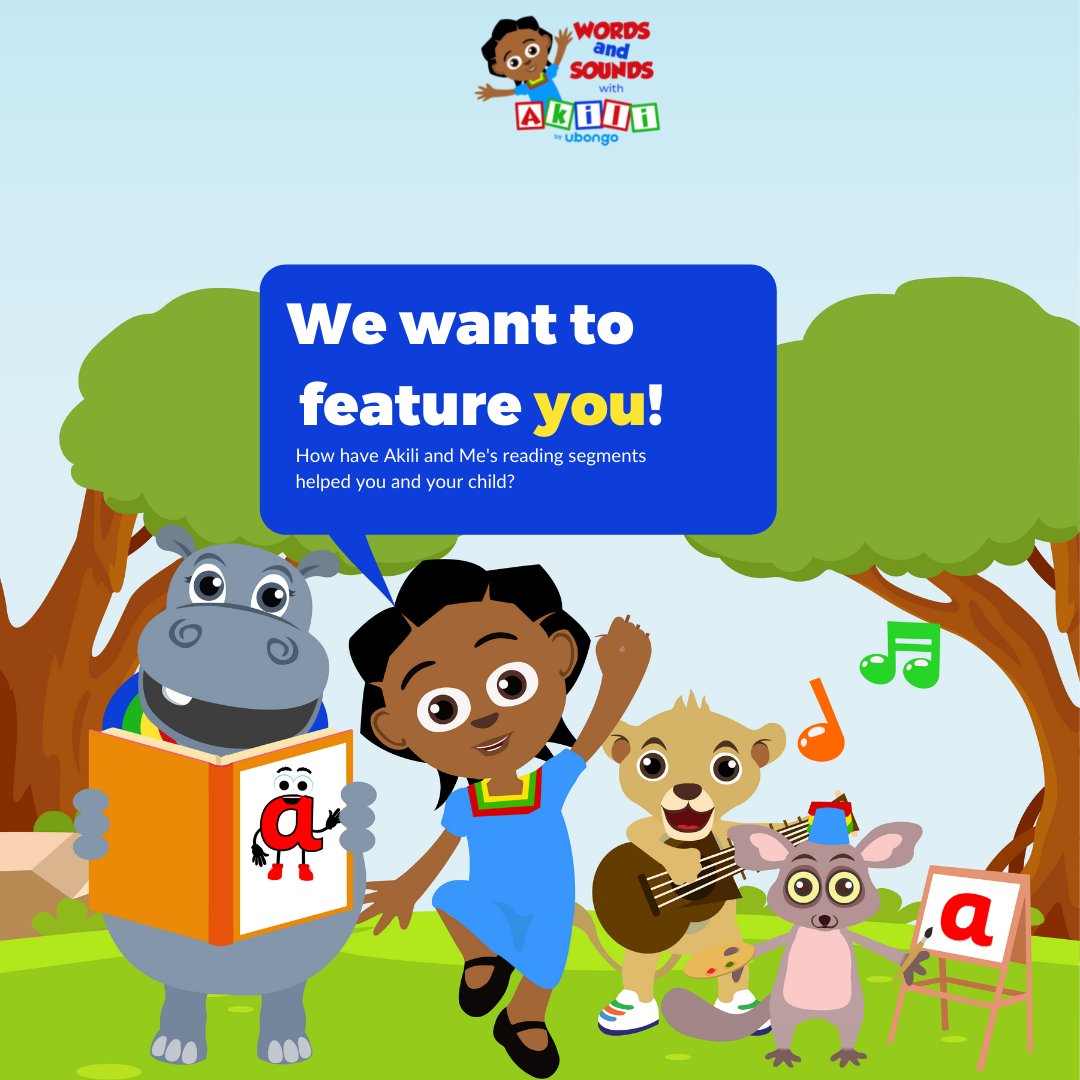 akiliandme's tweet photo. Hey there Parents/Caregivers! We would like
to get some feedback from you 😀
How have Akili and Me's reading segments helped you
and your child?
Please leave your comment 👇🏾, we would LOVE to
hear from you 🤩
#Learning2Read #WordsandSounds
#ReadWithAkili #childrenbookstagram https://t.co/RPZ1QgivZ4