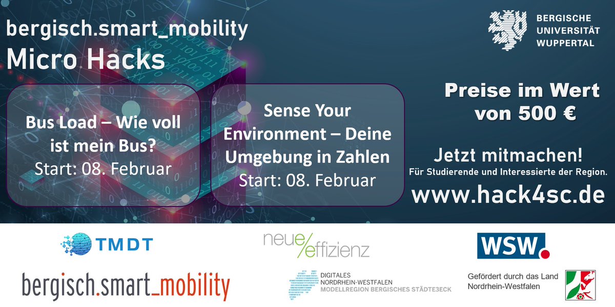 BergischRethink's tweet photo. Ab heute sind unsere #MicroHacks online! 
Ihr habt Lust spielerisch Daten zu erheben und zu teilen? Dann schaut jetzt auf https://t.co/hAiwcMTNNW vorbei und macht mit! Es folgen weitere Challenges.

@TMDTWuppertal @WSWWuppertal @BergischSmart_M  @Uni_Wuppertal @NeueEffizienz https://t.co/sR0iMMn0x5