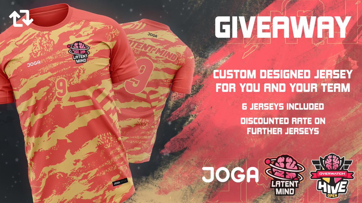 LatentMind's tweet photo. Kicking off our new partnership with Joga, we are doing a custom team jersey #Giveaway for YOU and YOUR team!

More team members who enter the more chances to win!

To enter:
- LIKE &amp; RT this post
- FOLLOW @LatentMind
- FOLLOW https://t.co/ReIZeENNaT

Winner drawn 13th February! https://t.co/VrwMIzYQHq