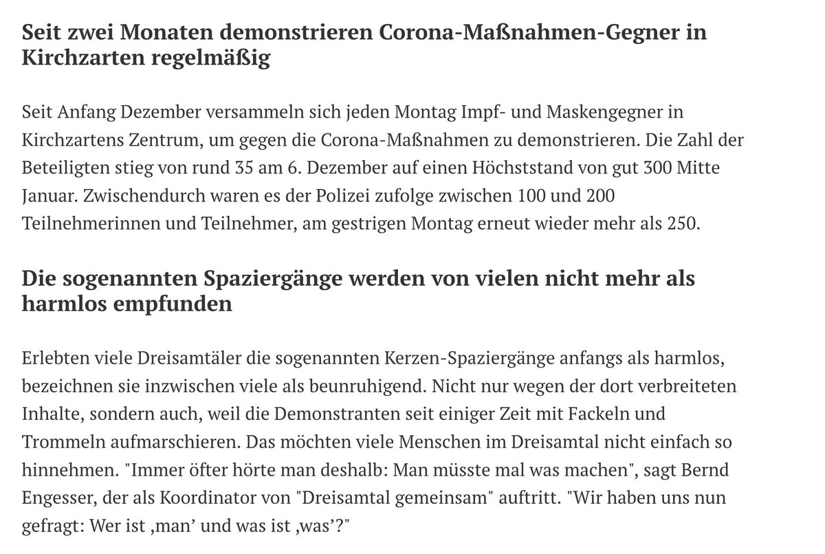 sbamueller's tweet image. Auch in Kirchzarten wächst die Gegenbewegung, gegen die “#Spaziergaenge”. Es hat sich “Dreisamtal gemeinsam” gegründet mit über 48 Mitstreitern. 

ℹ️ regiotrends.de/de/passiert-no…
📰 badische-zeitung.de/im-dreisamtal-…
🧑‍💻 in Arbeit: dreisamtal-gemeinsam.de
📧 kontakt@dreisamtal-gemeinsam.de