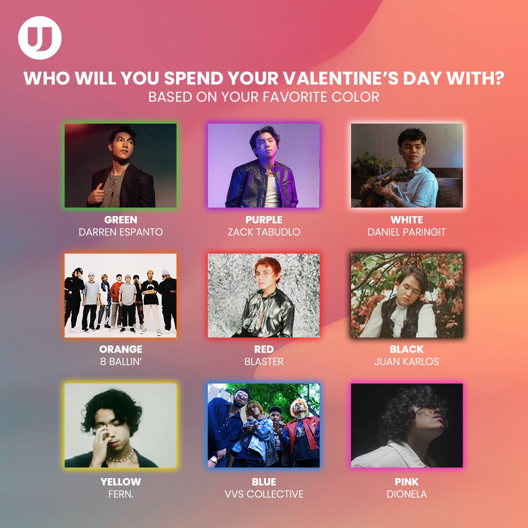 UMG_PH's tweet photo. Kanino ka kikiligin this Valentine's Day? Comment down kung sino ka-bonding niyo... kahit sa panaginip lang ehe! 🥰❤️

@Espanto2001 @zacktabudlo @danielparingit @8BallinUniverse @Bsilonga #juankarlos @ferntan_ @vvs_collective #Dionela https://t.co/E2DHARELi2