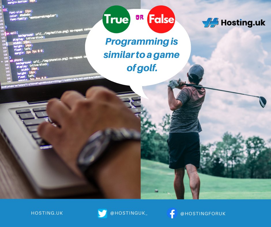 HostingUK_'s tweet photo. Programming is similar to a game of golf. The point is not getting the ball in the hole but how many strokes it takes. 😊

#programming #website #codes https://t.co/0OMPBylp0E