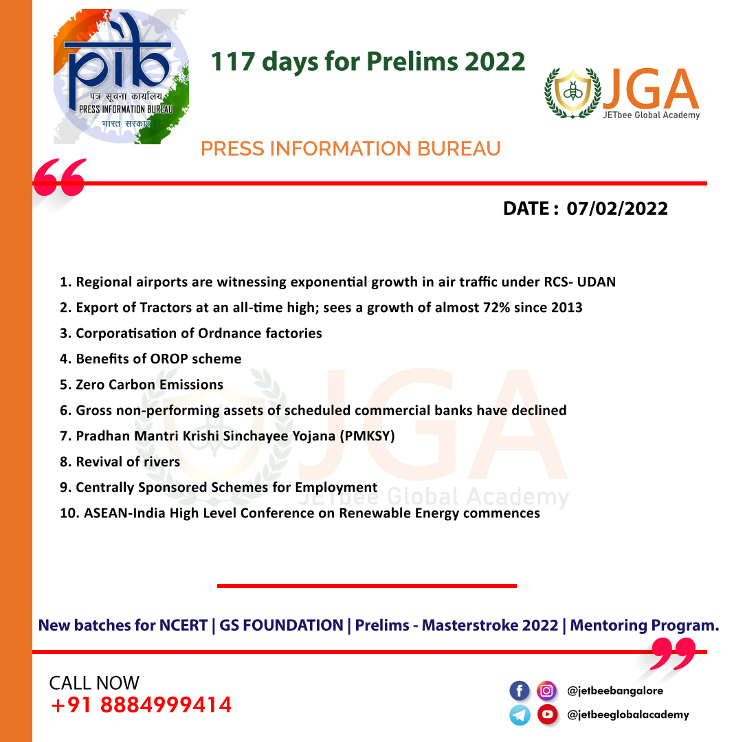 jetbeebangalore's tweet photo. #Press #Information #Bureau. Topic to read 07.02.2022  #jetbeebangaloreo #PIB
#jetbeeglobalacademy #jetbeebangalore
#admissionopen2022_2023 #bangloreUPSCacademy
#dailycurrentaffairs #UPSC #upscexam #upscpreparation #upscaspirantsips #upscprelims2022testseries 
#upscmotivation https://t.co/PEspmf3ia1