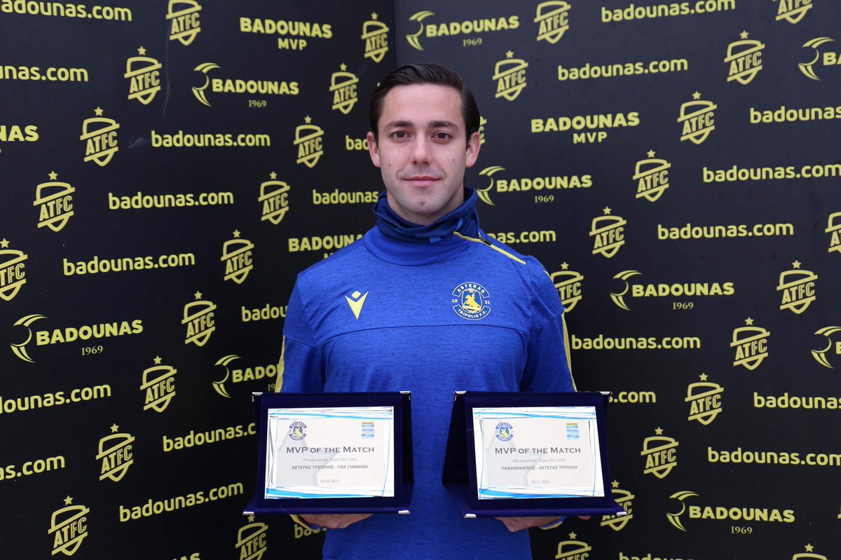 AsterasfcTwit's tweet photo. BADOUNAS MVP Of The Matches: @Adrianrierat #asterastripolisfc #90yearsasteras #asterasfamily #mvp #badounasmvp #badounasmvpofthematch  #matchday20  #paoast #matchday21 #astpas #badounas #badounasjewelry https://t.co/5MMvwwbmLk