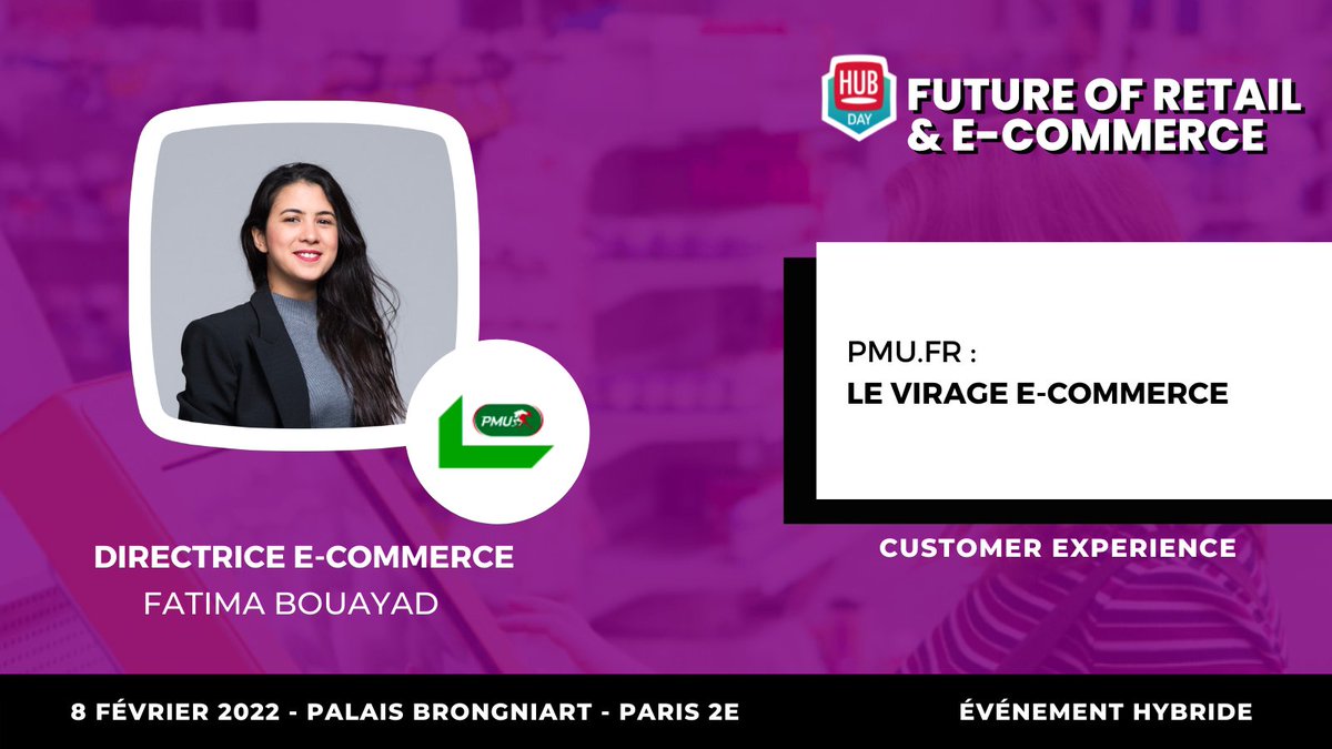 1,1 milliard de paris hippiques en ligne en 2021 : retrouvez <a href="/bouayad_f/">Fatima Bouayad</a>, Directrice e-commerce du <a href="/PMU/">PMU</a>, en direct à 14h00 au #hubday <a href="/HUBInstitute/">HUB Institute</a> pour mieux comprendre la transformation digitale de @PMU_Hippique
#DigitalTransformation #Retail #Ecommerce #Marketing #Innovation