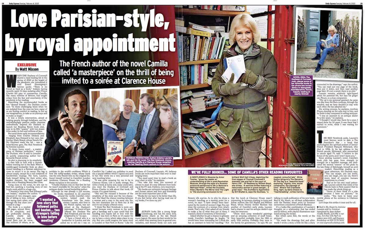 MattNixson's tweet photo. Enjoyed chatting to Antoine Laurain about #TheRedNotebook, #RedIsMyHeart and all things regarding the @ClarenceHouse #ReadingRoom for #ExpressFeatures. Thanks all involved, plus @peterallenparis for much-needed translation! Antoine's brilliant new book out now via @BelgraviaB https://t.co/NkEllkBOVL