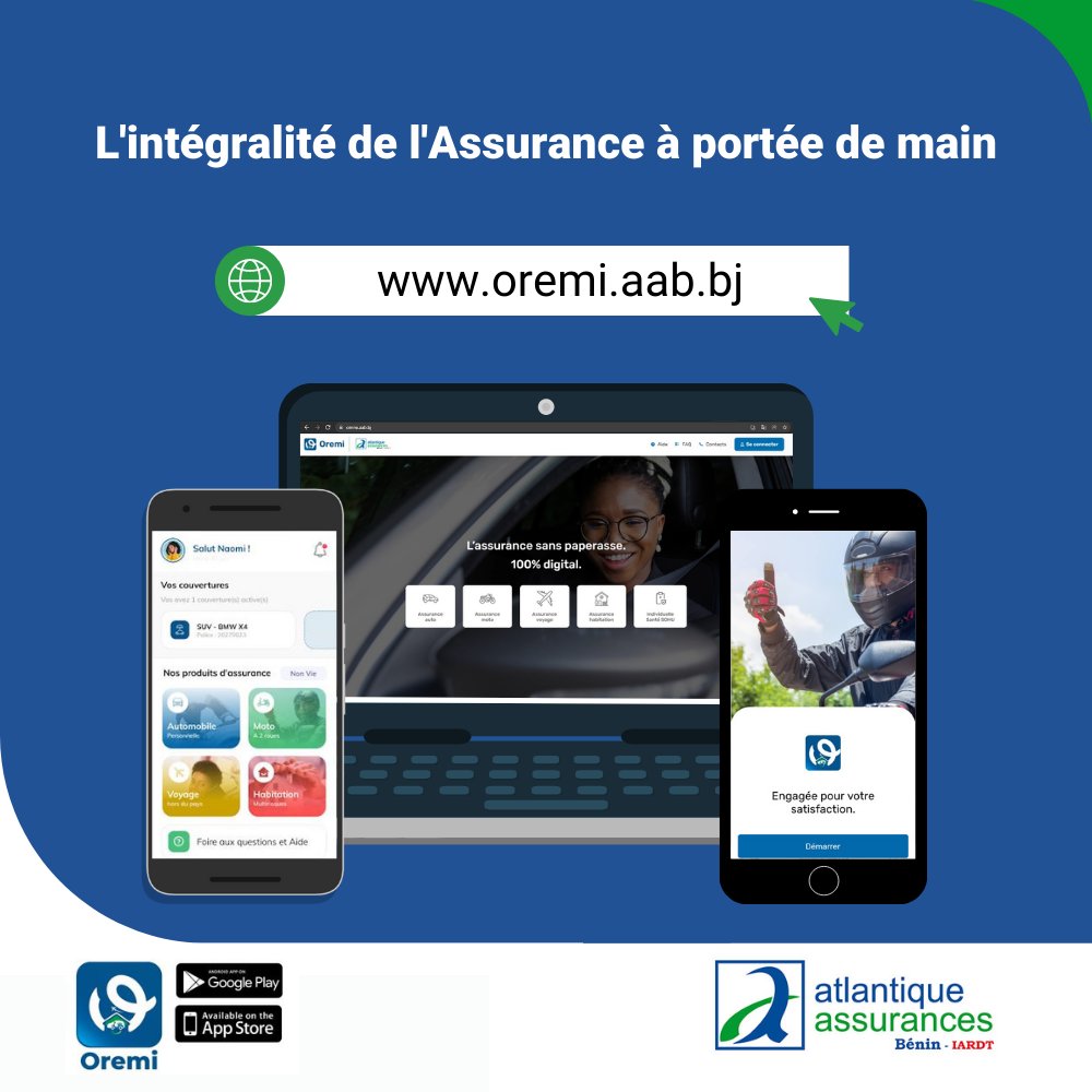 AABenin_iardt's tweet photo. Pourquoi vous rendre dans une agence pour souscrire ou renouveler votre contrat d'assurance alors que vous pouvez le faire depuis votre domicile ou lieu de travail?😀 

Avec OREMI, c'est tellement facile. Rendez-vous dès maintenant sur👉 https://t.co/KkOwJzMTbV
#AAB #OREMI https://t.co/FM7wyLs4vS