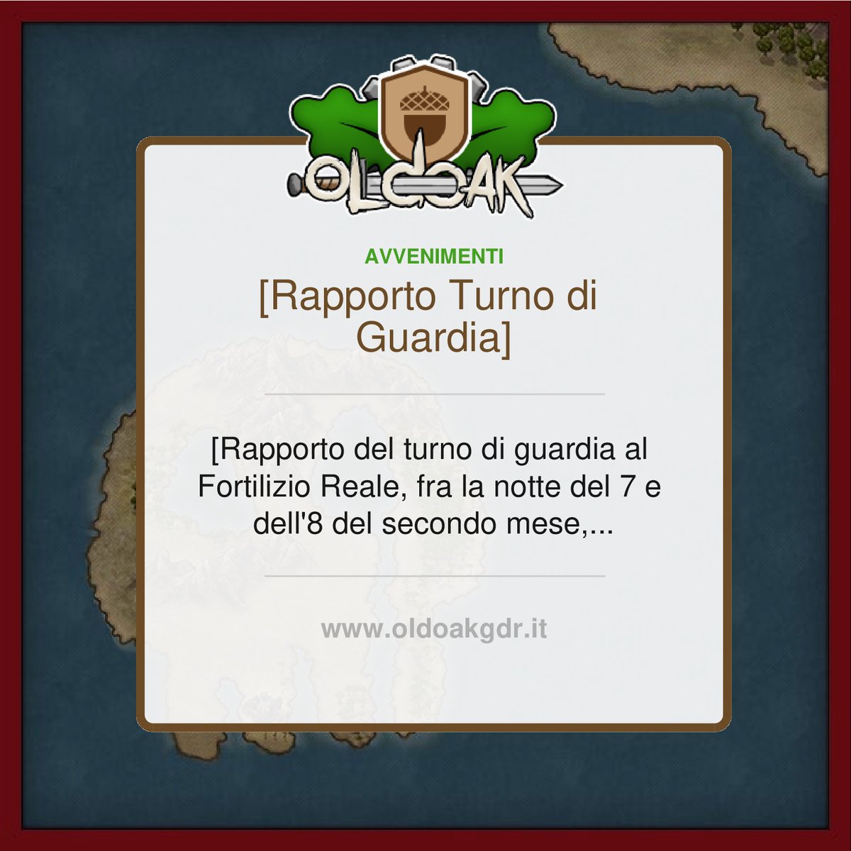 OldOakGDR's tweet photo. [Rapporto del turno di guardia al Fortilizio Reale, fra la notte del 7 e dell'8 del secondo mese, anno 322.]
Stanotte sembrava non esservi molto da segnalare. Nel Fortilizio Reale sembrava essere tutto tranquillo. 
Tuttavia, ve...
#gdr #fantasy #playbychat https://t.co/KTUP5yGF6X https://t.co/3PNi6159WY