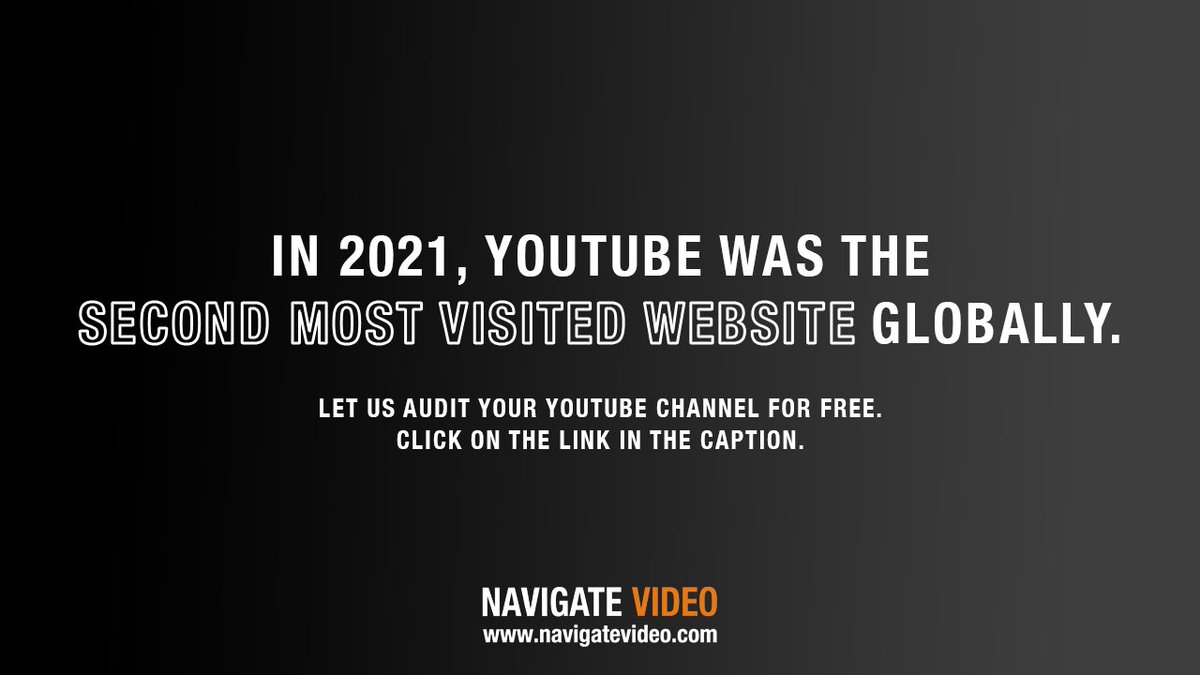 NavigateVideo's tweet image. With online video consumption increasing and more companies turning to #YouTube, it is now more important than ever to focus your efforts on your YouTube channel.

Not sure where to start? We can help. Sign up for a free audit here 👉 navigatevideo.com/free-youtube-a…