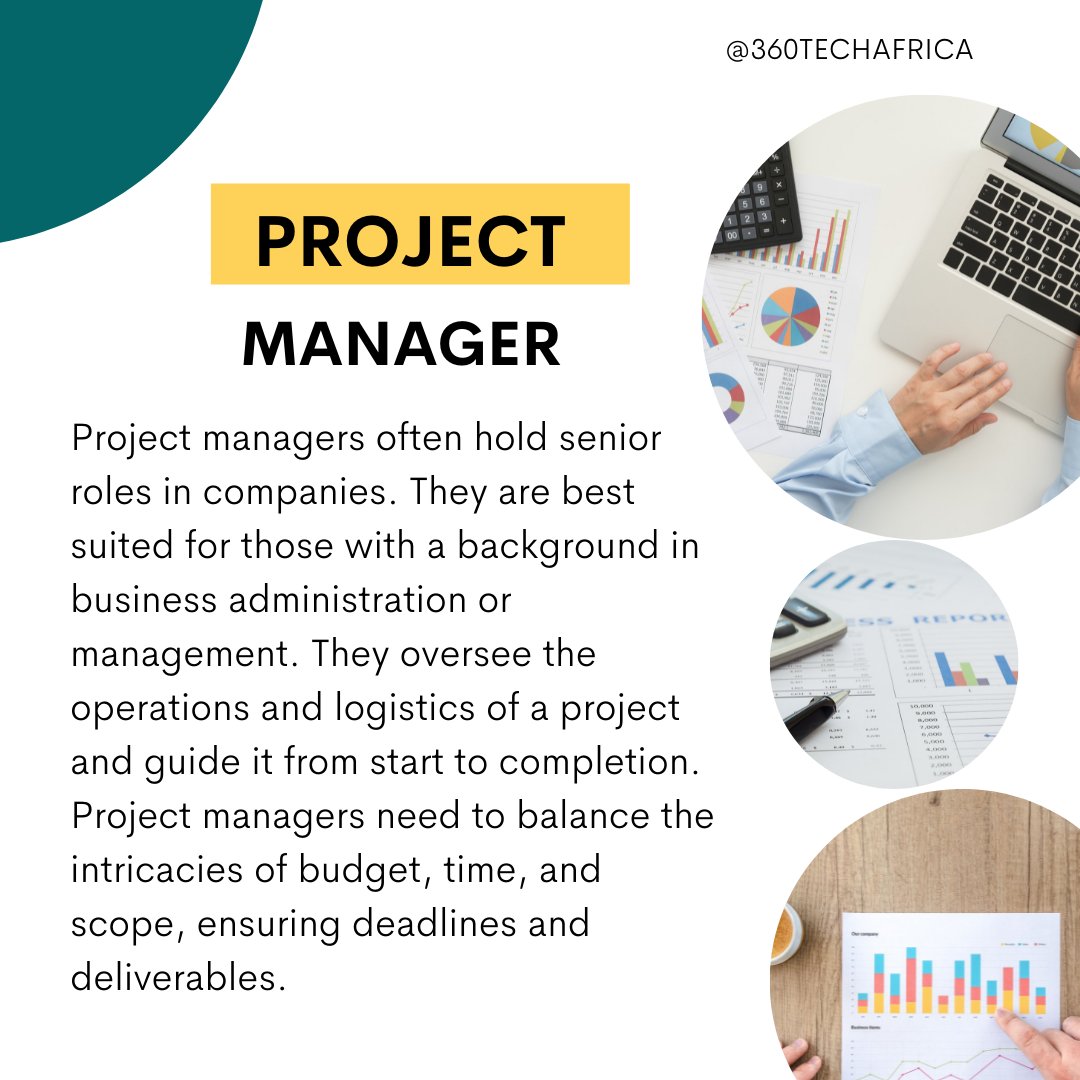 360techafrica's tweet image. Project manager They are organized, passionate and goal-oriented who understand what projects have in common, and their strategic role in how organizations succeed, learn and change.
#projectmanager
#techie #noncodingjobs