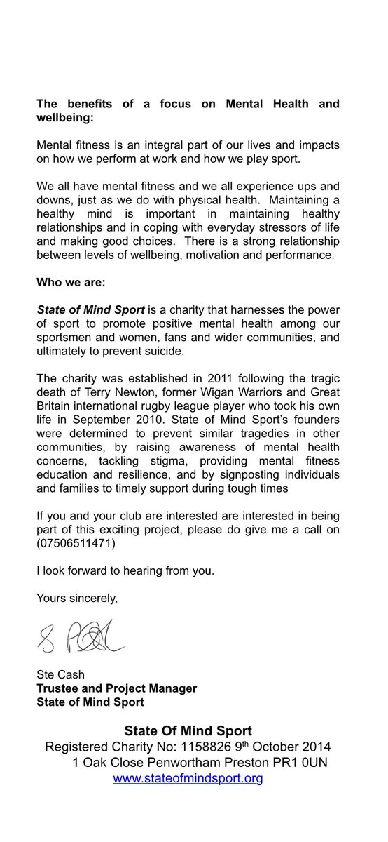 State of Mind Workshop

<a href="/StB_RUFC/">St. Benedicts RUFC</a> Clubhouse 19.00
Wednesday 9th February

All Welcome