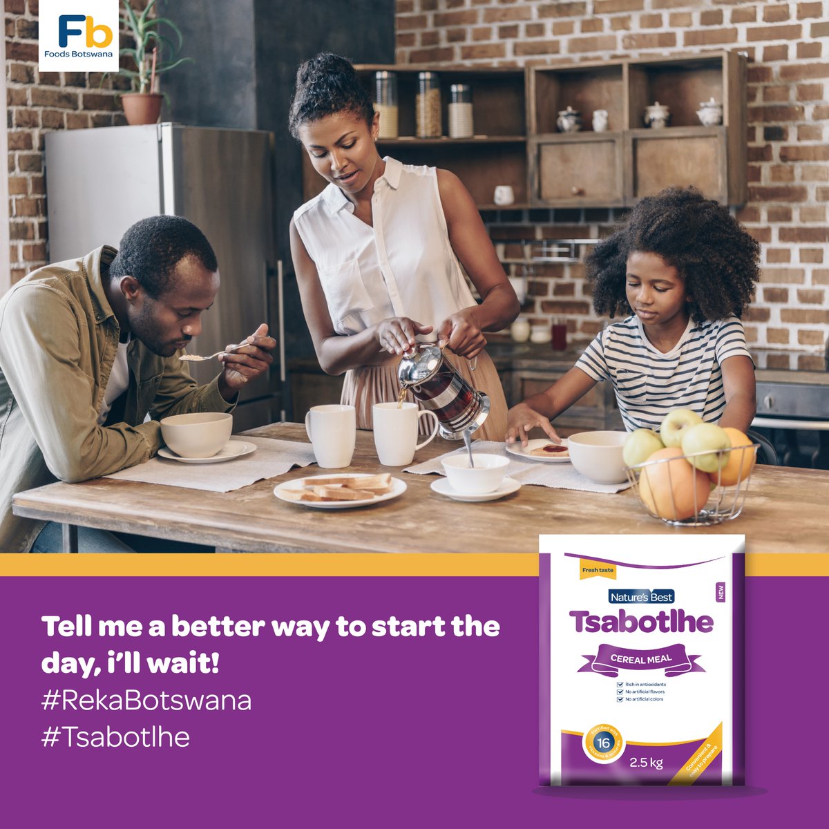 BotswanaFoods's tweet photo. The healthy option for the whole family!

#Tsabotlhe
#RekaBotswana https://t.co/J7D5QtIUvd