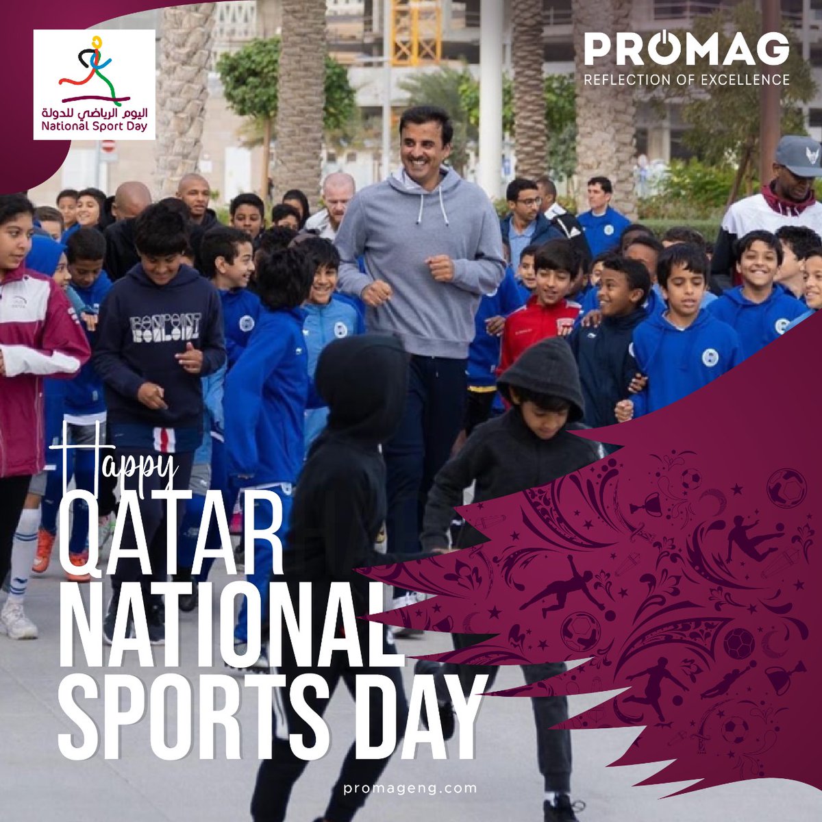 PromagService's tweet photo. Promag Engineering wishes you a happy Qatar National Sports Day!
Visit: https://t.co/WJ6kV1rTDl
#promagengineering #Qatar #QatarNationalSportsDay #NationalSportsDay https://t.co/TWdZ5VDggE