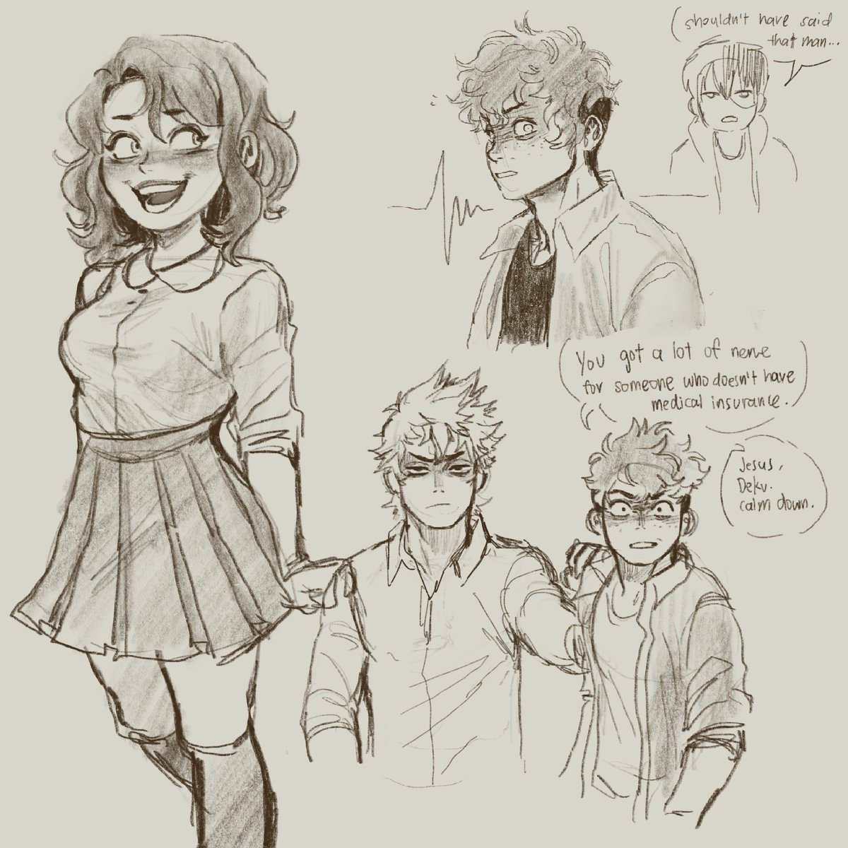 MyNemWynx's tweet photo. Some random #BNHA sketches... I just love angry deku okayy https://t.co/5xlzNfRW94