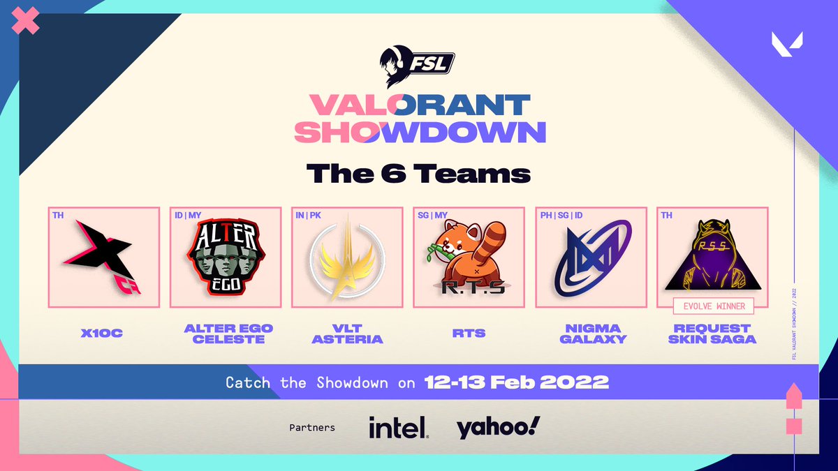 These will be your participants for the upcoming FSL VALORANT Showdown!
BUT WAIT, there’s a twist! 🤭

Players will be reshuffled into different teams such that no same original team members will be on the same team for the tournament this weekend! 😆

#VALORANT #FSLShowdown #FSL