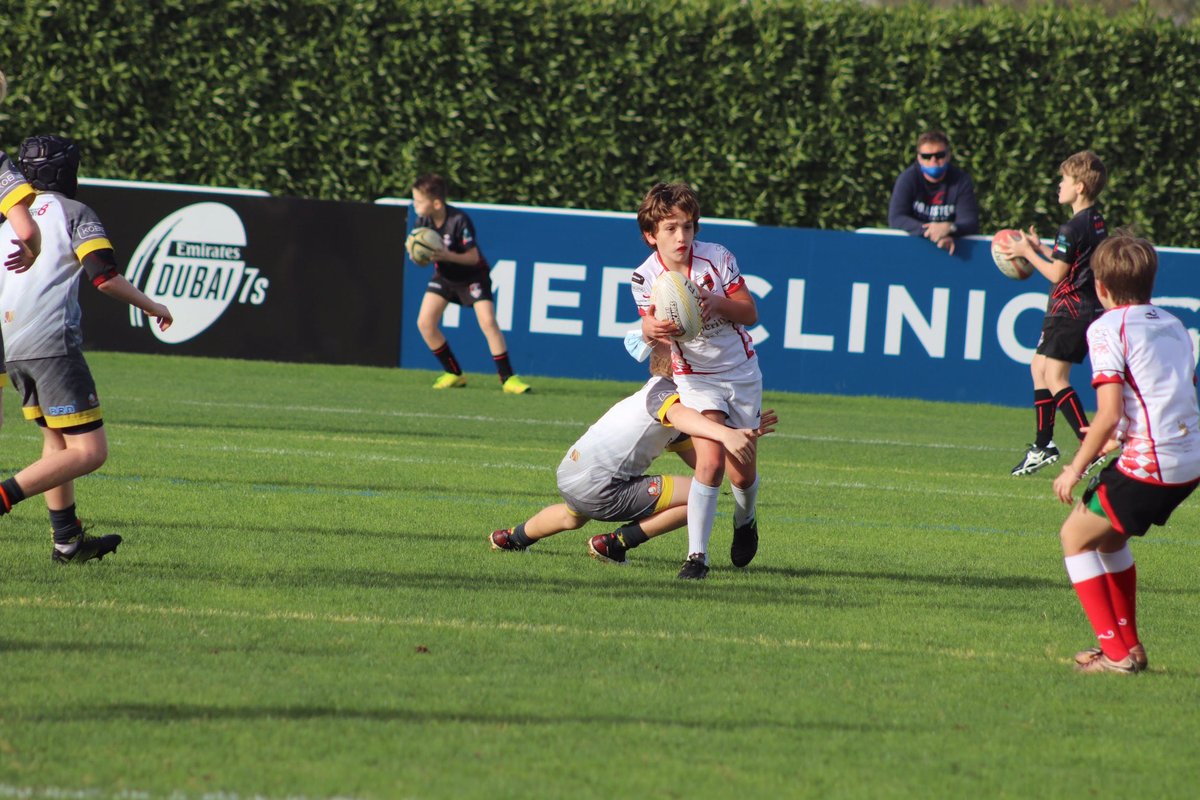 BSAKAbuDhabi's tweet photo. We were thrilled to be sent more pictures of BSAK students playing for Harlequins teams, in the HSBC Rugby Festival in Dubai, a few weekends ago. Two teams in the U11 age group made it to the finals after a long absence from the pitch. #GoBSAK #BSAKSports https://t.co/5doAb2plFh