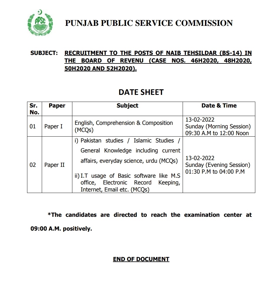 Teamstudycenter's tweet photo. New notification, PPSC has announced Naib Tehsildar Test Schedule 
#PPSC
@ppscpunjab https://t.co/4CCWMUlpea
