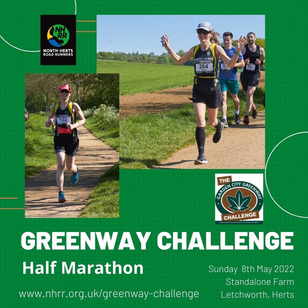 North Herts Road Runners are proud to present this year’s Greenway challenge after a two-year absence.

Enter now via our website nhrr.org.uk/greenway-chall…
All proceeds to the NHRR Club Charity, Garden House Hospice.
