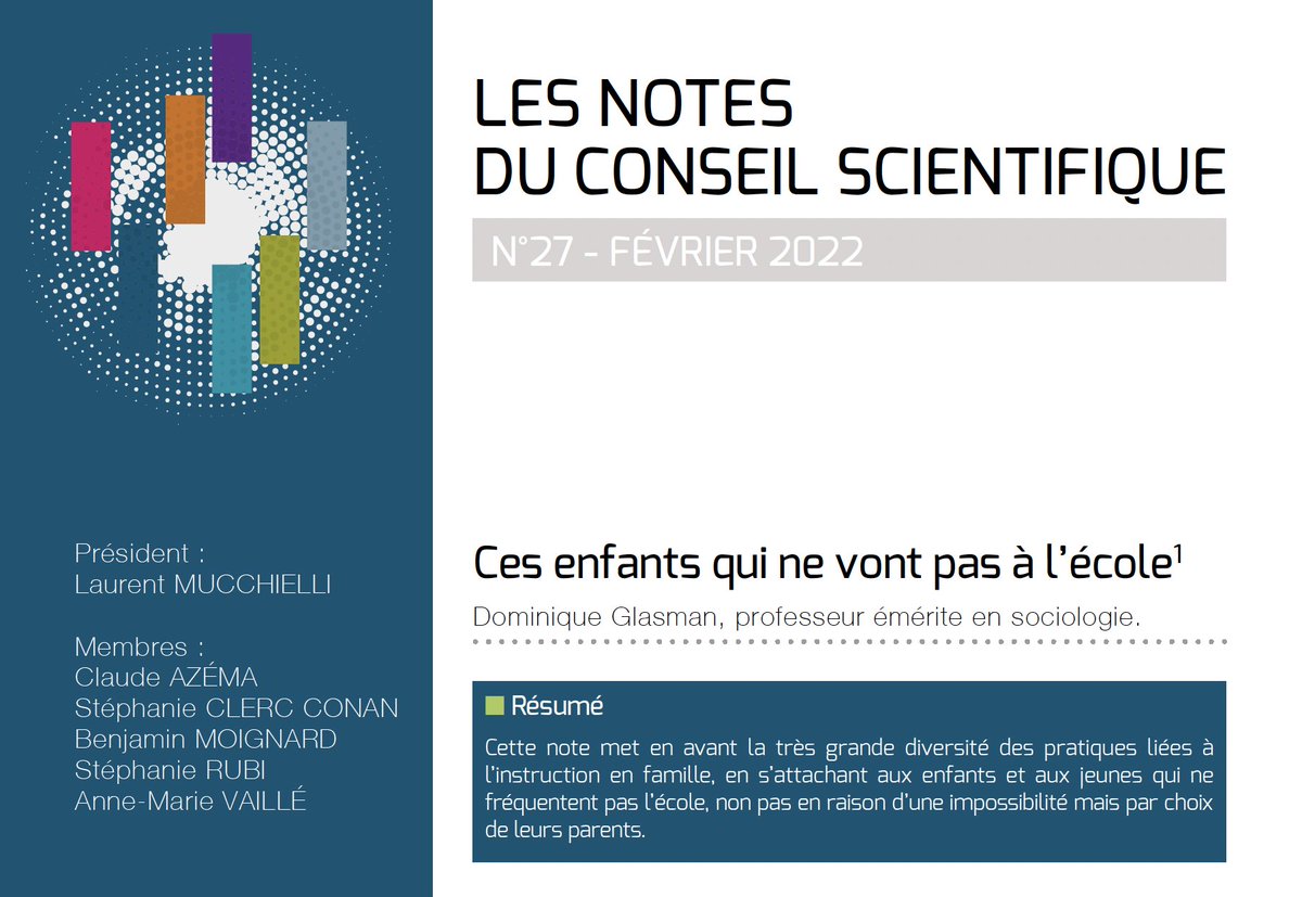 FCPE_nationale's tweet photo. Ces enfants qui ne vont pas à l'école, par Dominique Glasman, professeur émérite en sociologie. Une publication du conseil scientifique de la #FCPE. Note n°27 - février 2022 :
https://t.co/WiFMK3VboW https://t.co/Kgyx6RNTOQ