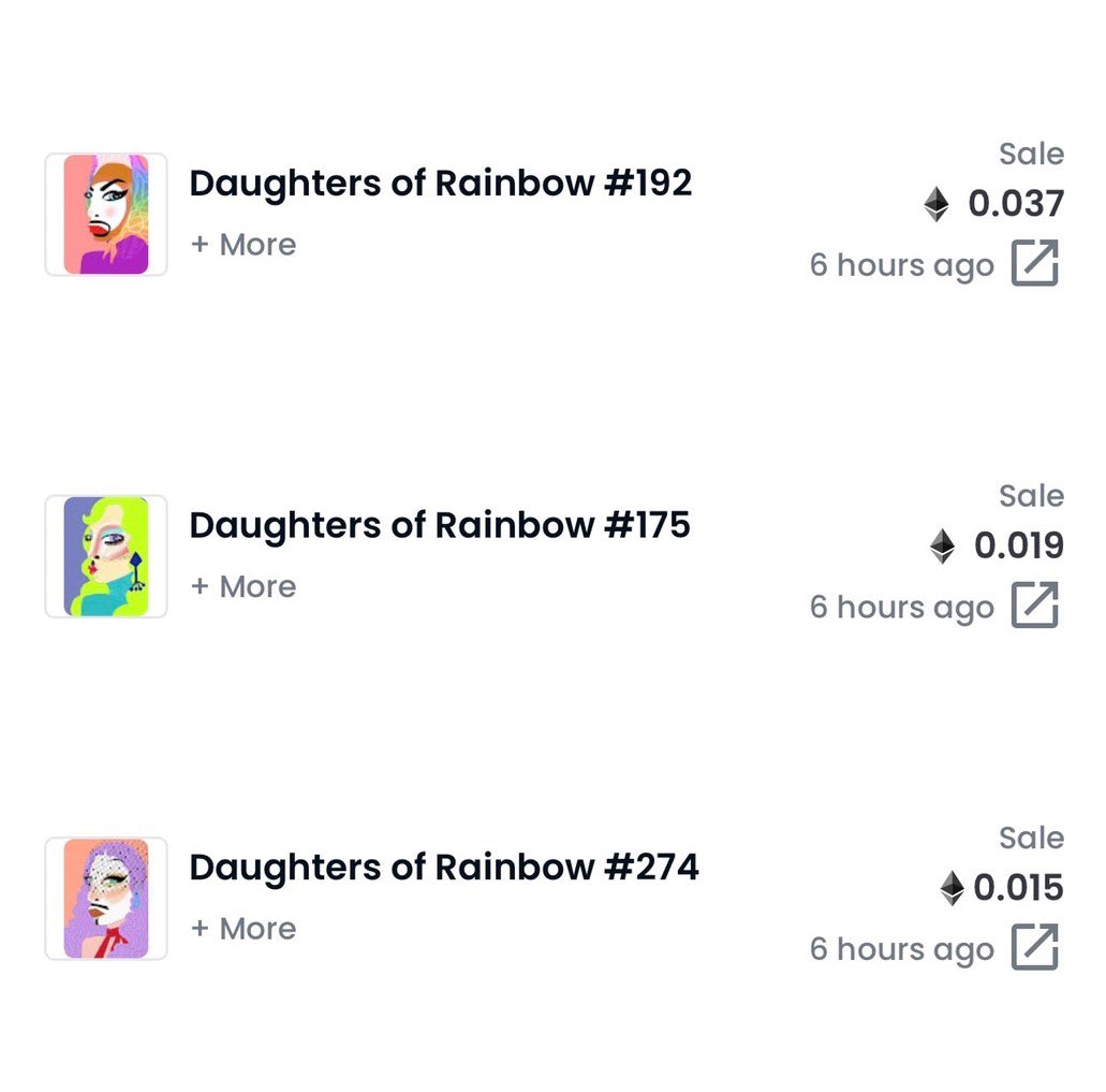 dorlovenft's tweet photo. 🌈過年期間在二級市場銷售出了三位女兒😎 

📣目前還在官網上公開MINT，歡迎大家一同參與，讓彩虹女兒在玩宇宙被看見
👉 https://t.co/2g4QlwcBGq

✨加入Discord聊天群，與支持者互相認識與交流 👉 https://t.co/5Bz3o4ijCt

#queernft #LGBTQnft #DragQueens #Etherum #openseaart #opensea #Bitcoin https://t.co/Ekli2hCx5e