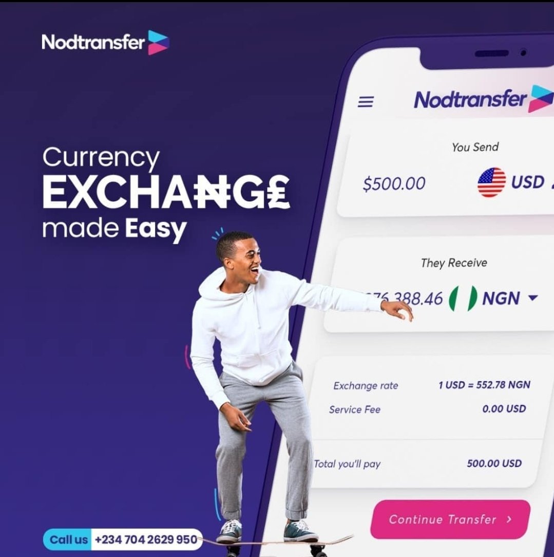 With NodTransfer, all of your #currency exchange solutions are just a click away. There are no hidden fees or delays.

To get started, simply log on to nodtransfer.com or visit us at The Palms Mall, Lekki Shop 64, Currency Xchange Store(Beside Lifemate Furniture)