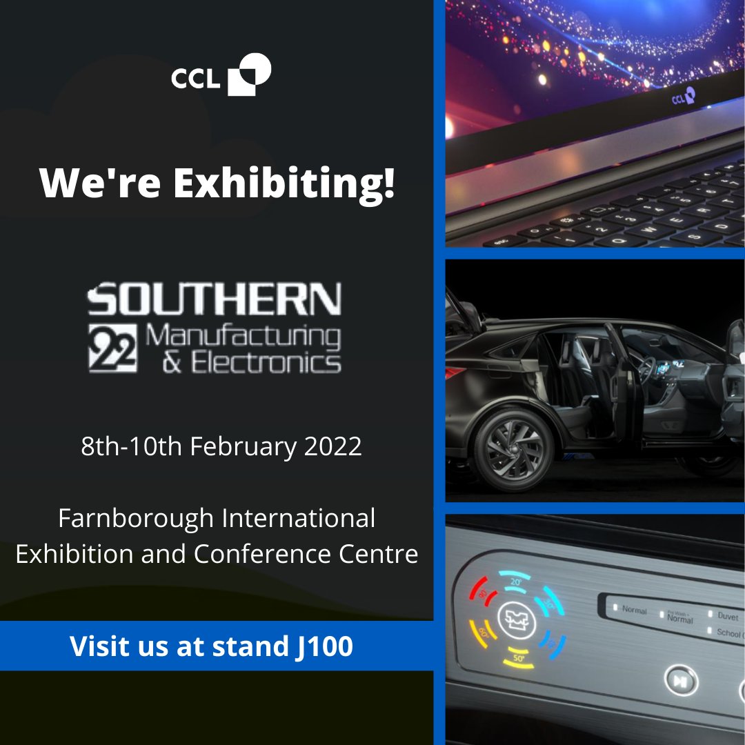 CCLDesignE's tweet image. CCL Design are excited to be exhibiting at the Southern Manufacturing and Electronics Show on the 8th-10th of February. 

We will be showcasing our innovative products and industry leading capabilities. Come and visit us at stand J100!