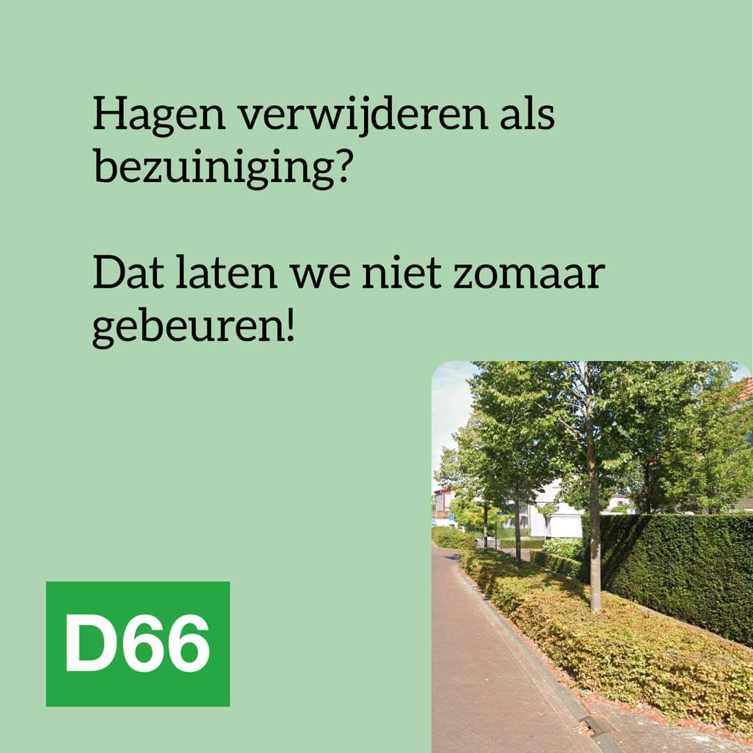 d66boxtel's tweet photo. Goede hagen verwijderen? 🌿🪓
Dat past niet bij een groene en duurzame gemeente! D66 is verbijsterd over dit plan. Vanavond stellen we hier vragen over aan de wethouder. 
Onze inwoners verdienen een fijne leefomgeving. Net zoals egels, vogels en andere dieren.🦔🐦 https://t.co/Nhq9AYr4F9