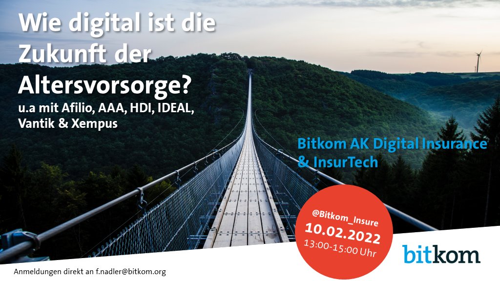 Freuen uns schon auf erste AK-Sitzung zum Thema #Digitalisierung der #Altersvorsorge u.a. mit <a href="/talanx/">Talanx</a>, @XempusAg, <a href="/Vantikcard/">Vantik</a>, <a href="/IDEAL_Vers/">IDEAL Versicherung</a>, <a href="/A3_Beratung/">Auctor Actor Advisor (inaktiv)</a> &amp; #Afilio!

#Transparenz, #Schnittstellen &amp; #Plattformen als Schlüssel für Zukunftsfähigkeit?

Interesse? 👉DM!