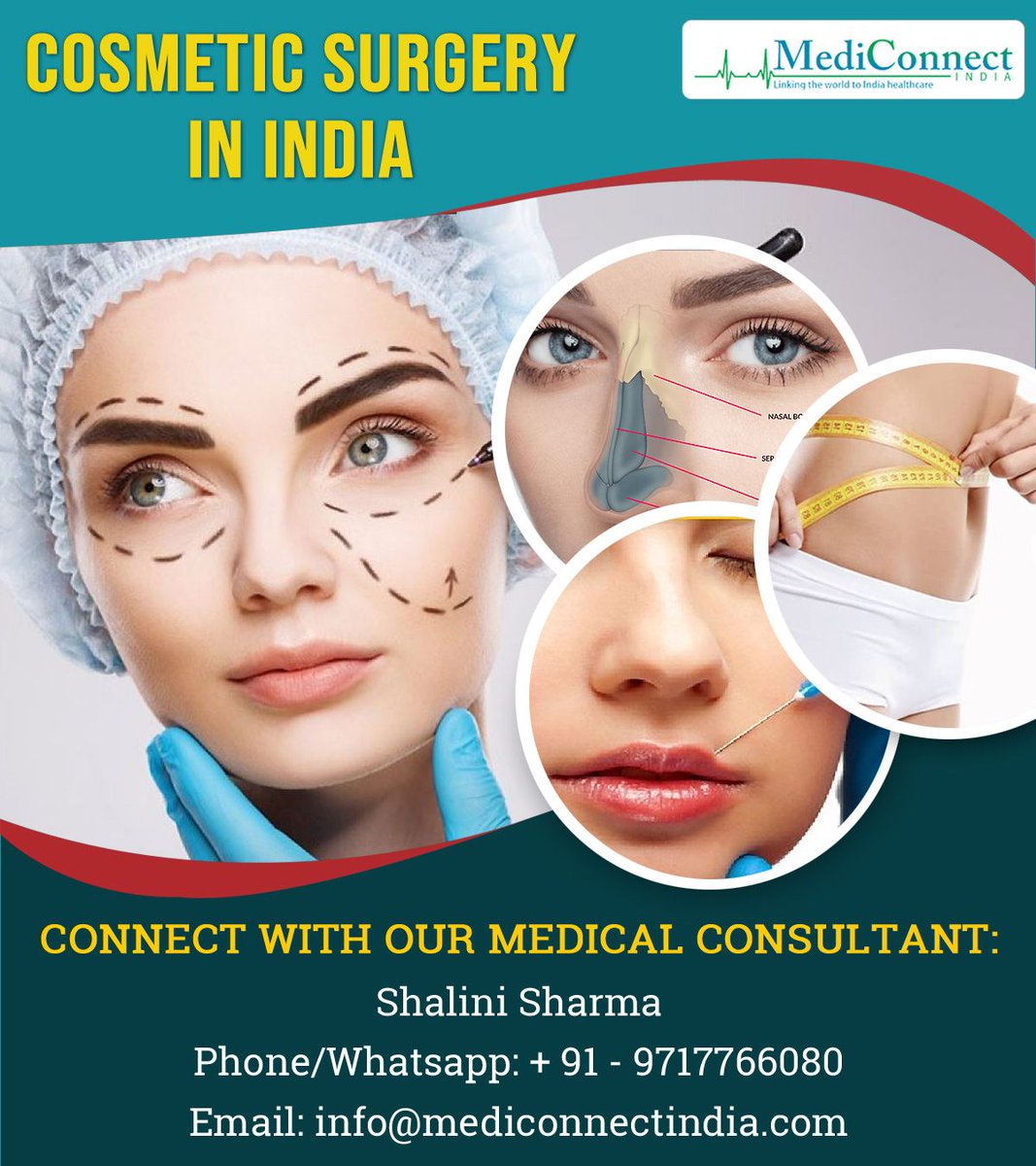 mediconnectind's tweet photo. It is time to restore all the dysfunctional areas of the body with the help of world-class surgical treatments. We at MediConnect India provide the best solution for all your body appearance at the reputed hospitals. https://t.co/v5KLAdmZON
#cosmeticssurgery #plasticsurgery https://t.co/FUg0cMCydY