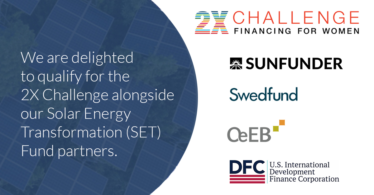 Mirova SunFunder (@sunfunder) on Twitter photo As a gender-lens investor we're proud to qualify for the 2X Challenge alongside our #SolarEnergy Transformation Fund partners <a href="/Swedfund/">Swedfund</a> <a href="/OeEB_Austria/">OeEB</a>  and <a href="/DFCgov/">DFCgov</a> 
Read more: sunfunder.com/post/2x-challe… As a gender-lens investor we're proud to qualify for the 2X Challenge alongside our #SolarEnergy Transformation Fund partners <a href="/Swedfund/">Swedfund</a> <a href="/OeEB_Austria/">OeEB</a>  and <a href="/DFCgov/">DFCgov</a> 
Read more: sunfunder.com/post/2x-challe…