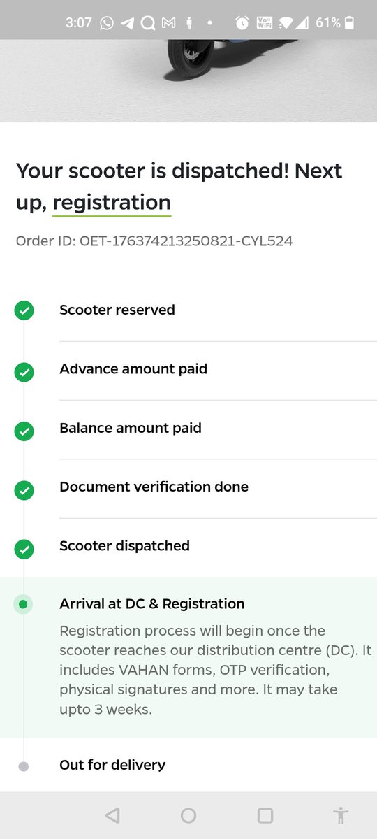 ADITYASAISWARUP's tweet photo. Hey @OlaElectric It's been 10 days since dispatch and no update not even invoice is being sent to me. No OTP no call back nothing. Absolute radio silence. @bhash https://t.co/vbfDo2cqM4