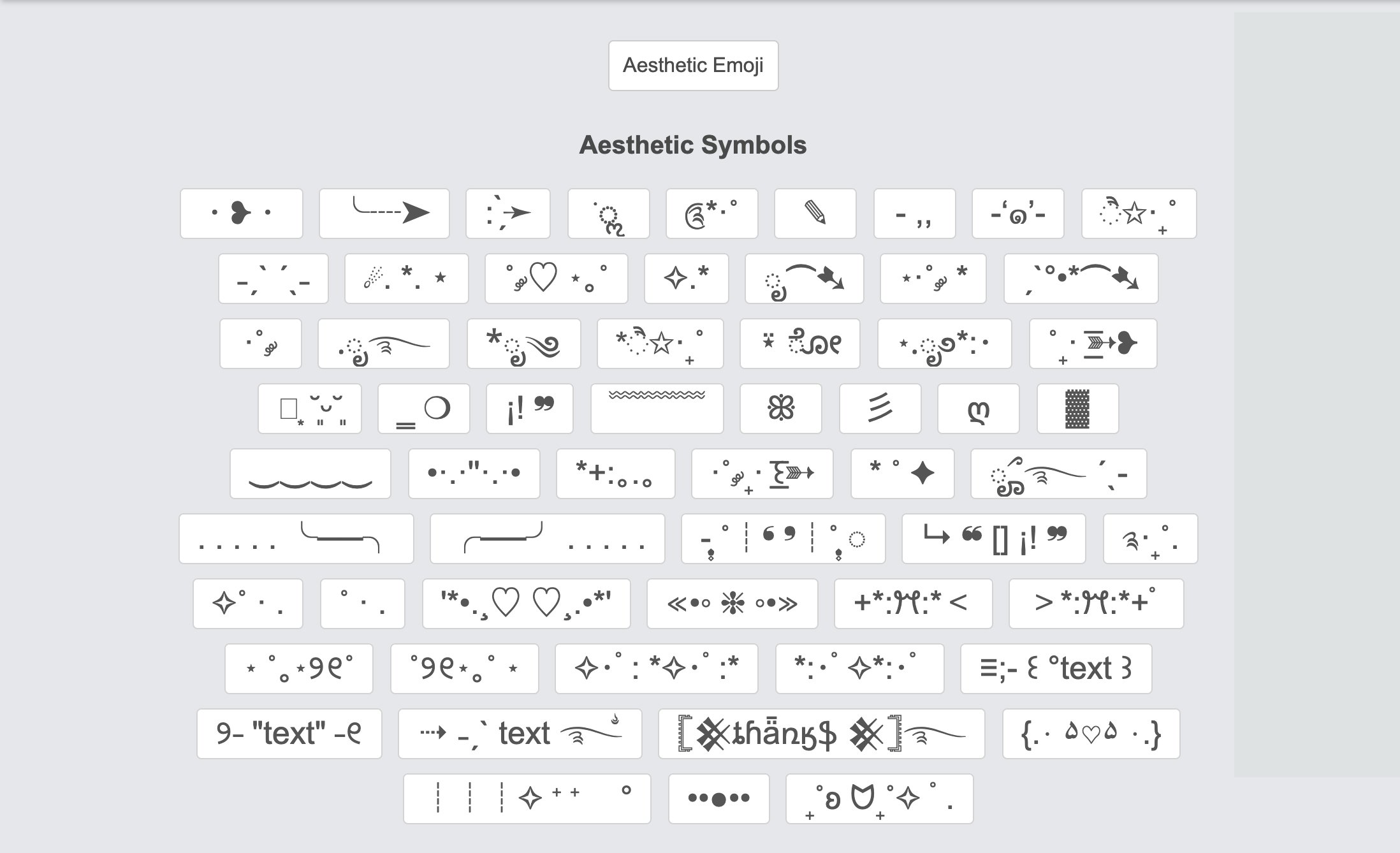 Aesthetic emoji symbols