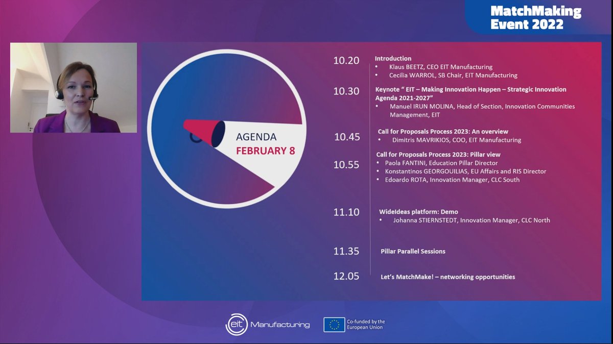 EITManufactur's tweet photo. 🟢🔛 #LIVE Now from @EITManufactur #Matchmaking event 2022! 

We kick-off a yearly #opportunity to support the preparation of our next Call for Proposals, and the creation of #project consortia.

💪🦾We make it easier to connect!

#MME2022 @KlausBeetz @HannaVW https://t.co/vYAcycGcor