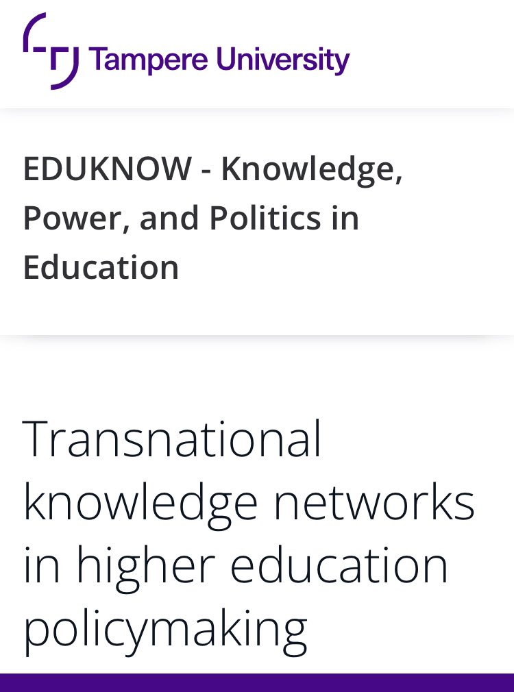 KatriEeva's tweet photo. Thrilled to start this new year by joining @TampereUni as a Postdoctoral Research Fellow in @SuomenAkatemia funded project on transnational knowledge networks in HE policymaking. Looking forward to working with colleagues in #EduKnow and @TampereUni_Edu
https://t.co/8urt9tinfO https://t.co/xG2tJTVS1s