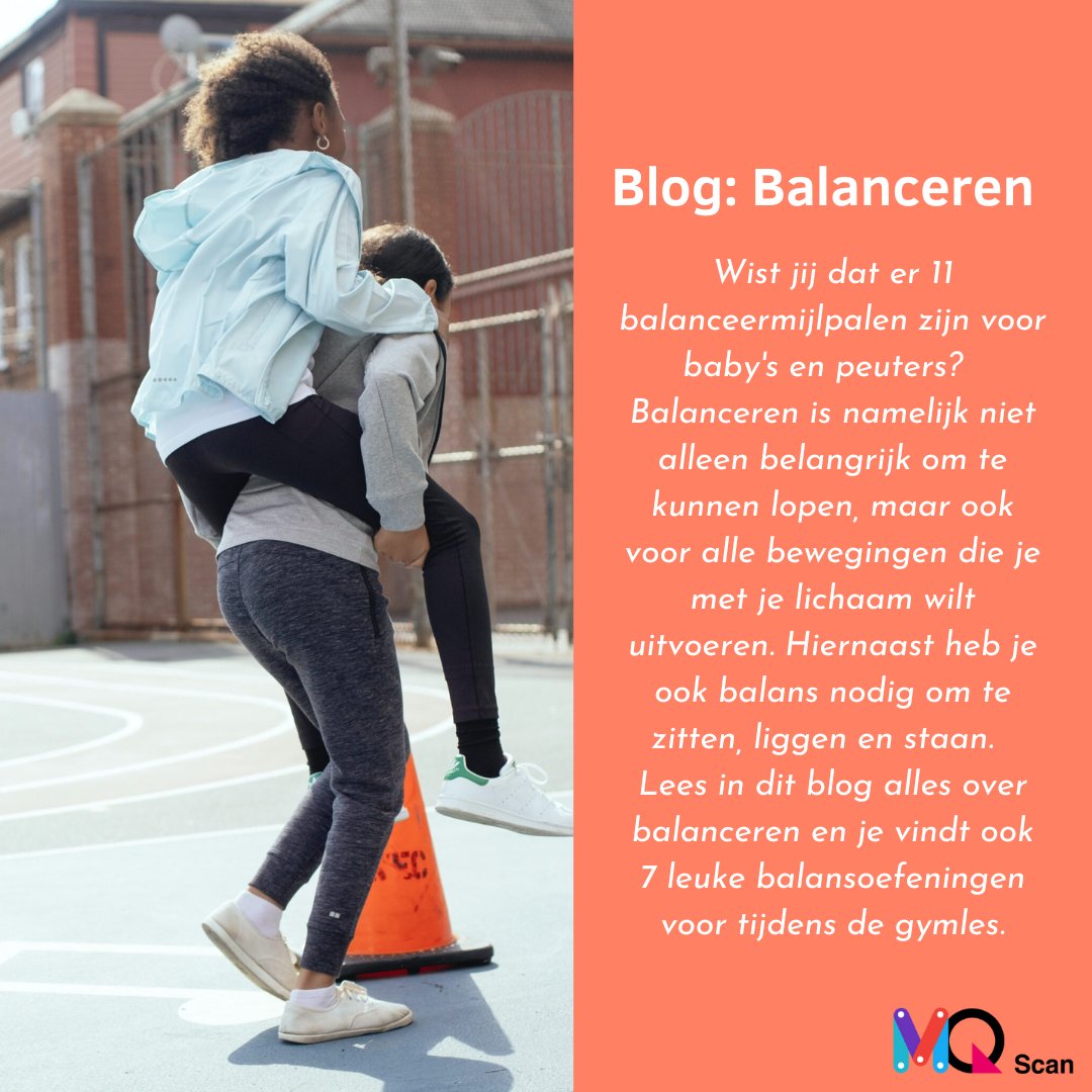 Balanceren is niet alleen belangrijk om te kunnen lopen, maar ook voor alle bewegingen die je met je lichaam wilt uitvoeren. In dit blog staan 11 balanceermijlpalen voor baby's en peuters en vind je 7 leuke balansoefeningen voor tijdens de gymles
bit.ly/2YBijnc

#MQScan