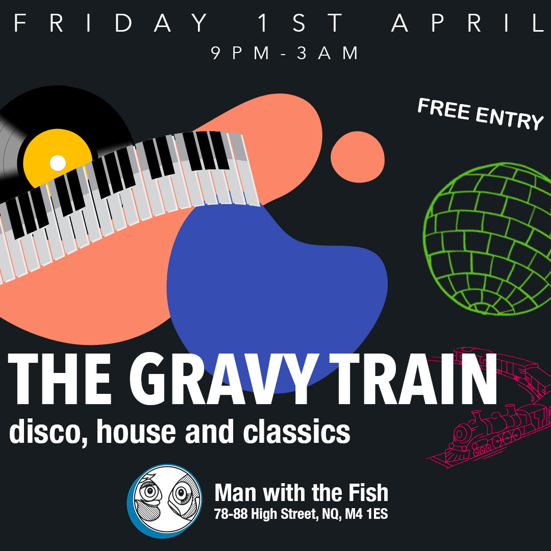 gravytraindjs's tweet photo. Oh, hello! See you down @ManWithTheFish1 on April 1st. 

This is NOT an April Fool's! We will be there playing the most uplifting disco &amp; house with a smattering of classics (we promise!). https://t.co/7HaL5qgrph