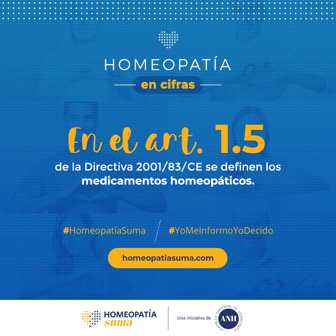 📢Desde la Asamblea Nacional de Homeopatía, recordamos que la homeopatía es una terapia basada en medicamentos, legalmente reconocidos y autorizados por la normativa española🇪🇸 y europea🇪🇺:

➡️Directiva 2001/83/CE
➡️RDL 1/2015
➡️Art. 55 RD 1345/2007

➕ℹ️👉ow.ly/EOXX50HP8aM