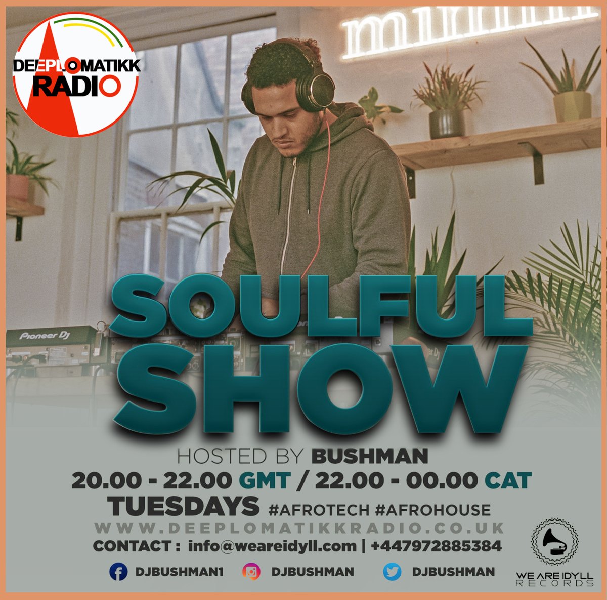 DJBushman's tweet photo. Tonight we back on @deeplomatikk with another #SoulfulShow
Come and join me tonight from 8pm on an #AfricanElectronicJourney with exclusive music from #NativeP #Larion & #ShredderSA all coming under @weareidyll
Come and Enjoy the Show https://t.co/p7OkWPLJkL
