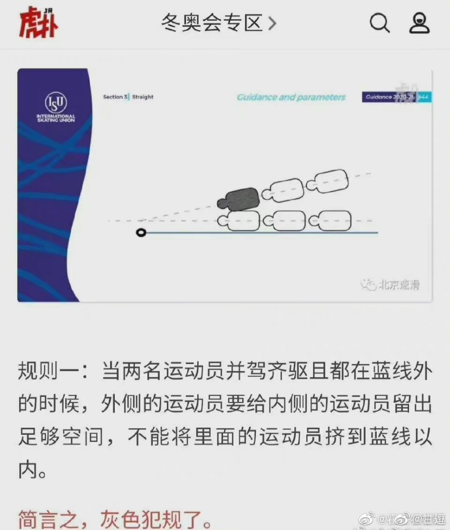 silver17425140's tweet photo. As you can see clearly  in the two pictures， According to the newest rules of ISU, The gray one got a foul，that's why some gamers in  Short Track were given a yellow card. Anyone have a question can check the entire video from different angles. https://t.co/c7LaDsdjJj