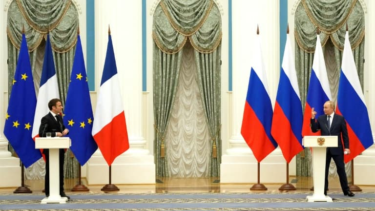 BFMTV's tweet photo. 🔴 ALERTE INFO
"J'ai obtenu qu'il n'y ait pas de dégradation et d'escalade": Macron revient sur sa rencontre avec Poutine https://t.co/jXEMAfnBEe https://t.co/JHhyFIhGmA