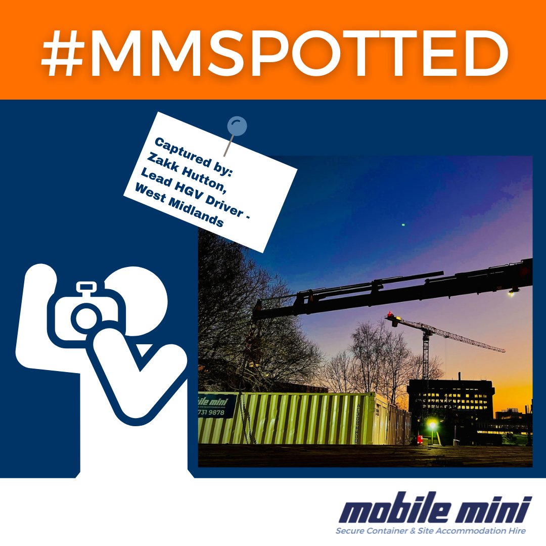 Algeco_Official's tweet photo. We are blown away at this amazing #MMSpotted 📸 captured by Zakk Hutton, Lead HGV Driver – Mobile Mini West Midlands.

Remember to snap a photo next time you see one of our units! @MobileMiniUK and #MMSpotted

#SiteAccommodation #StorageSoloutions #Fassi https://t.co/d19txp2ScY