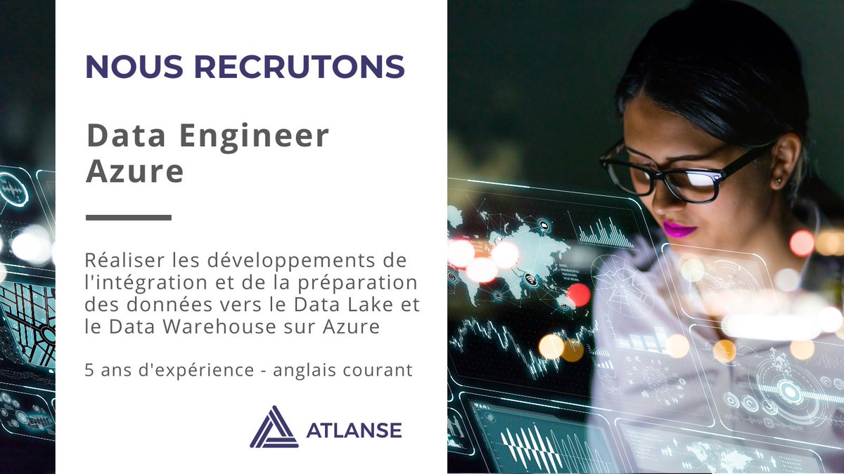 Atlanse_'s tweet photo. #job : @Atlanse_ recrute un.e Data Engineer Azure pour intervenir dans le secteur de la distribution et apporter son expertise sur l'intégration de données au sein d'une plateforme Data sur Azure. Rejoignez-nous 👉ida.zocli@atlanse.com
#recrutement #dataengineer #azure #spark https://t.co/Dn74SRWGMv