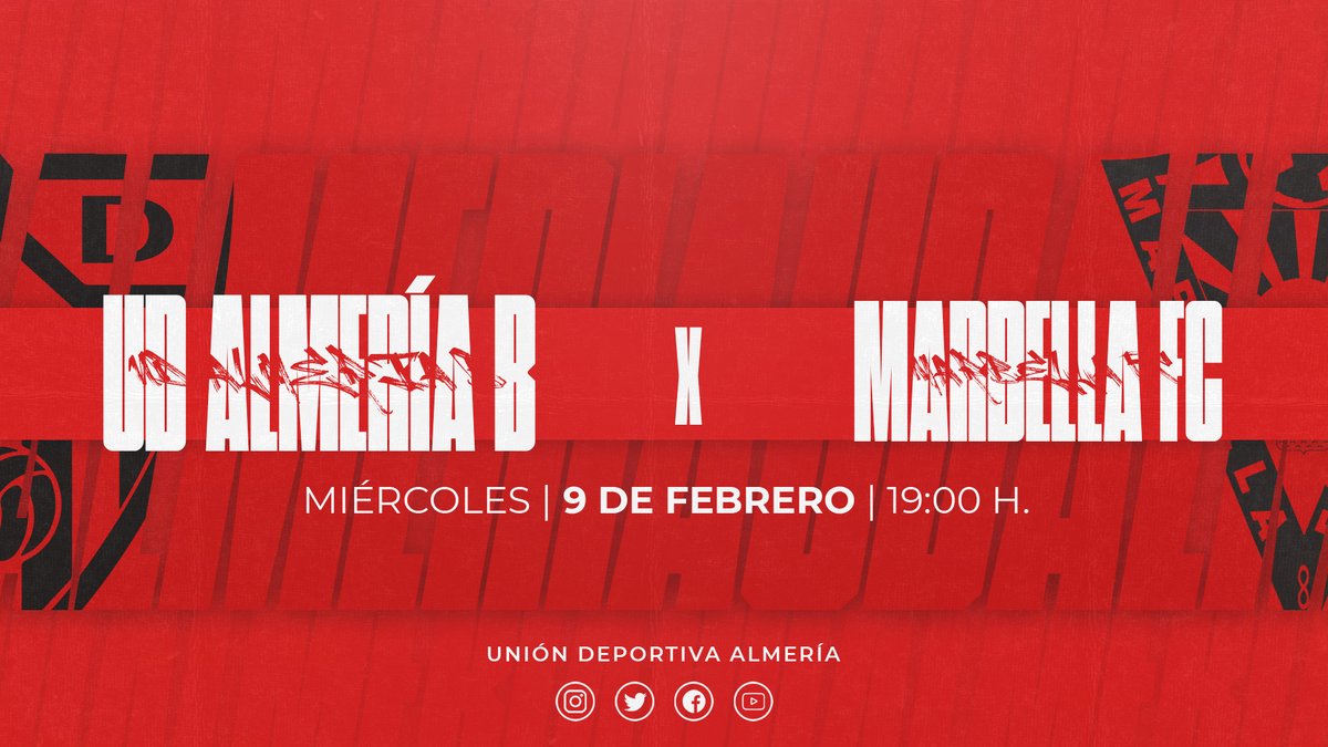 AcademiaUDA's tweet photo. ⚽️ El próximo partido del #UDAB se jugará en el Municipal Francisco Pomedio de Huércal de Almería.

🆚 @marbella_fc.
🗓 Miércoles 9 de febrero.
⌚️ 19:00 h.

🤝 La Academia agradece a la AD Huércal su predisposición para la cesión del campo para la disputa de la jornada. https://t.co/lJTDbDfQA0