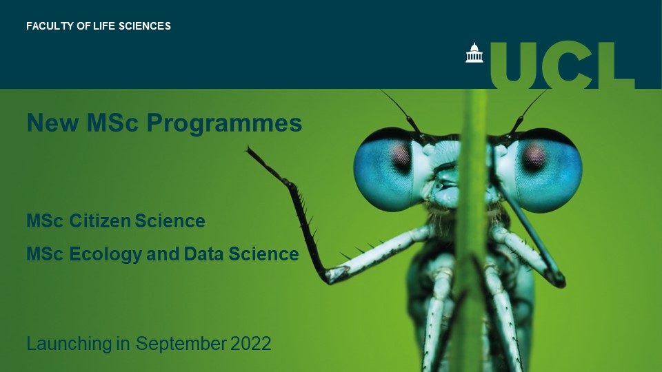 Join us for our MSc information sessions. Our #CitizenScience session will be on 1st March, and our #EcologyAndDataScience session will be on 2nd March. You'll meet our tutors and find out more about our exciting new programmes. ucl.ac.uk/biosciences/st… <a href="/UCLCBER/">UCL Centre for Biodiversity & Environment Research</a> <a href="/UCLLifeSciences/">UCL Faculty of Life Sciences</a>
