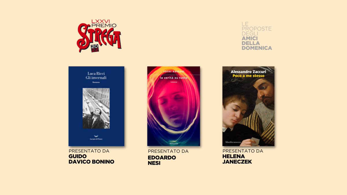 PremioStrega's tweet photo. Questi sono i primi dodici titoli presentati dagli Amici della domenica al #PremioStrega2022.

È possibile leggere le motivazioni sul nostro sito: https://t.co/Vd8NCsH0bQ

Ai prossimi aggiornamenti, non mancate! https://t.co/vjY2Eh3s7b